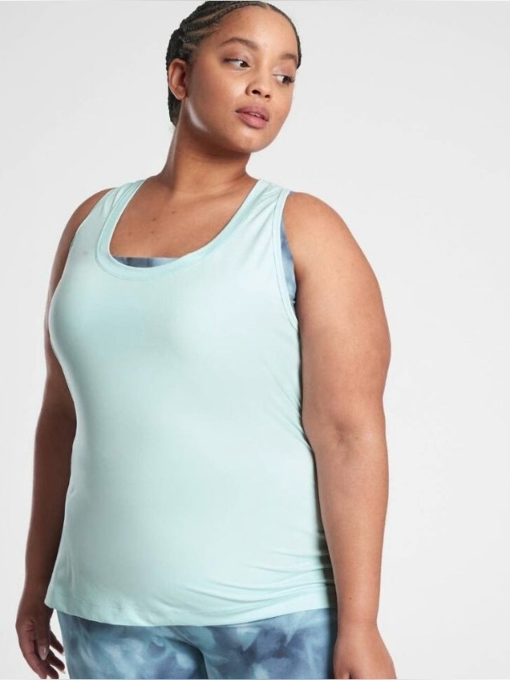 Athleta Nitro Tank Top Sz 2X Racerback Keyhole Gentle Blue Mint Aqua 599615